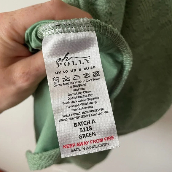 Oh Polly  One Shoulder Cutout Bodycon Mini Dress Green Size 6 - Picture 6 of 6